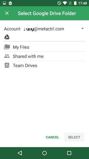 google sync and backup shared with me