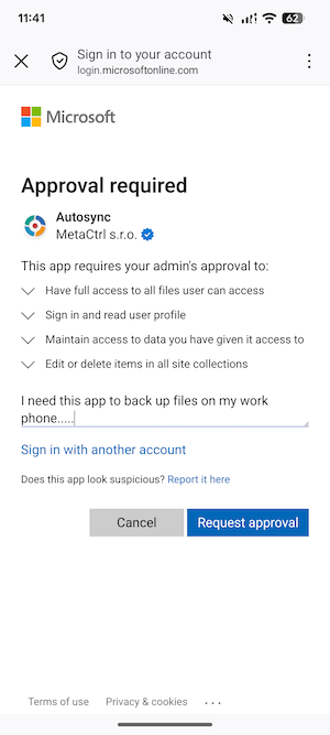 Users request admin approval